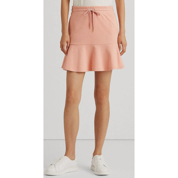 Lauren Ralph Lauren LRL NWT A-Line Drawstring Ruffle Hem Skirt Rose Tan Small - Picture 1 of 11